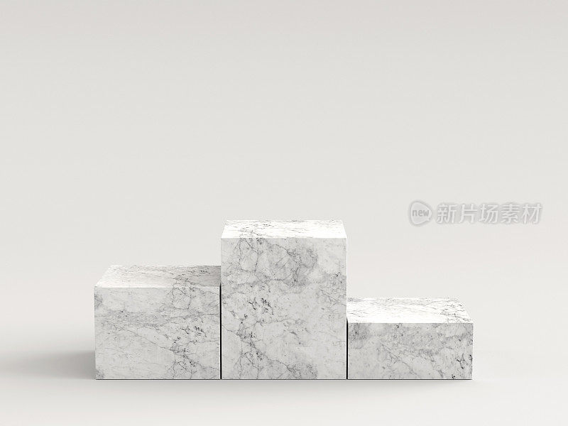 白色背景上的白色大理石讲台。3 d渲染。